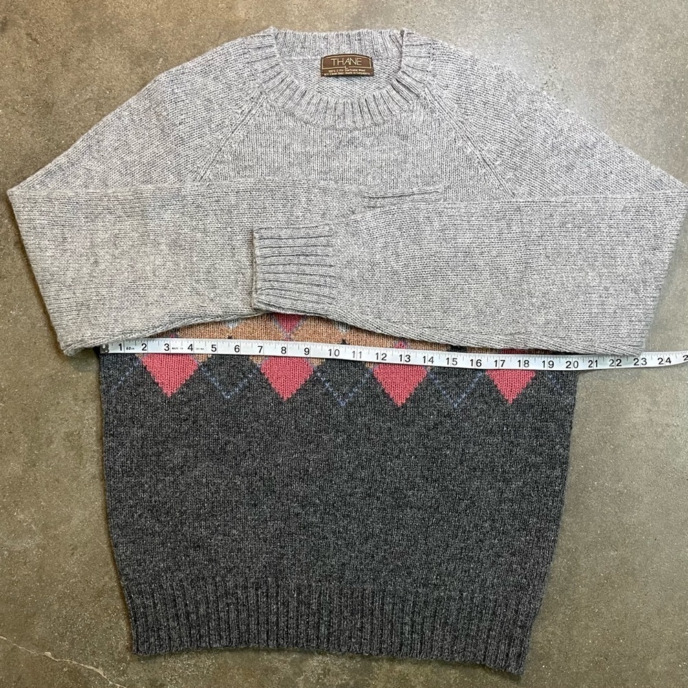 Vintage Thane 100% Shetland Wool Geometric Knit Sweater - Picture 5 of 8